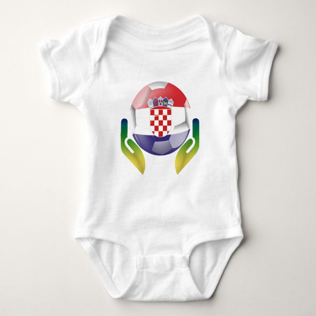 Kroatien Fußball in geschützten Händen Baby Strampler (Vorderseite)