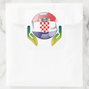 Kroatien Fußball in geschützten Händen Quadratischer Aufkleber