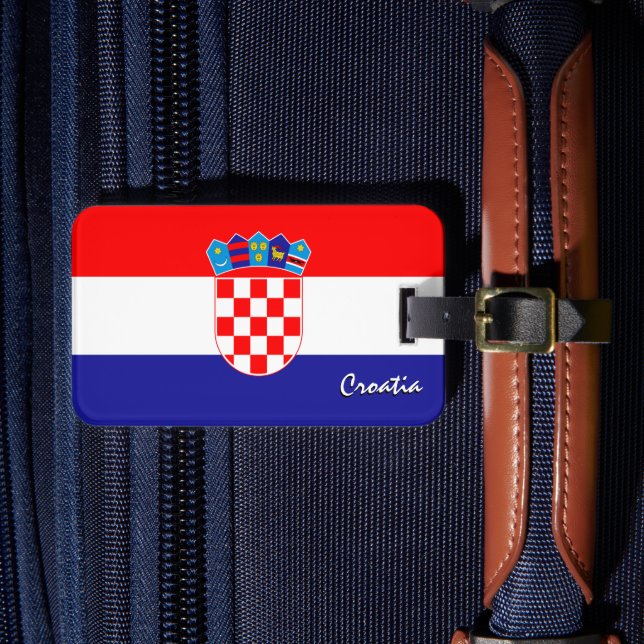 Kroatien Gepäckmarken, patriotische kroatische Fla Gepäckanhänger (Vorderseite Insitu 4)