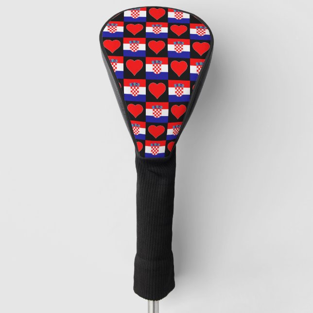 Kroatien Golf Liebe Herzstück Patriotische Kroatis Golf Headcover (Vorderseite)