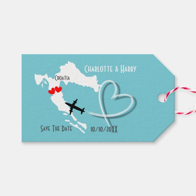 Kroatien Hochzeit rettet das Datum Geschenkanhänger (Vorderseite (Horizontal))
