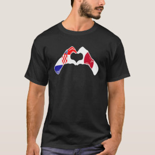 Kroatien Japan Flagge Kroatisch Japanisches Herz T-Shirt