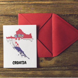 Kroatien Karte Flagge Farbige Vintage