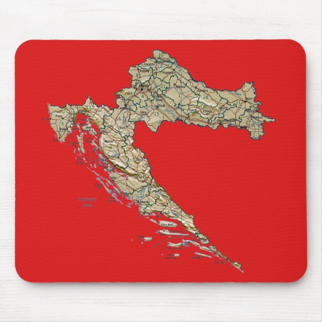 Kroatien-Karte Mousepad (Vorne)