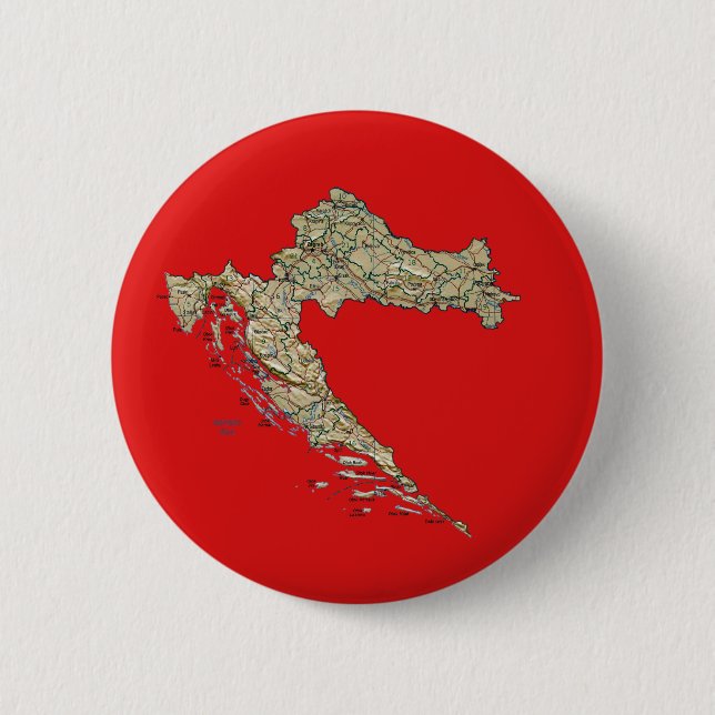 Kroatien-Karten-Knopf Button (Vorderseite)