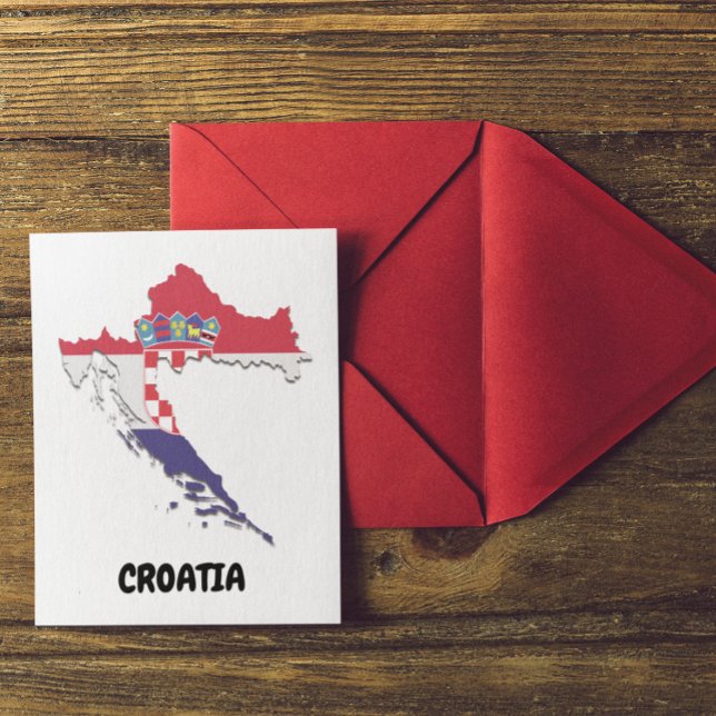 Kroatien Kartenflagge farbig Vintag Postkarte (croatia map postcard)