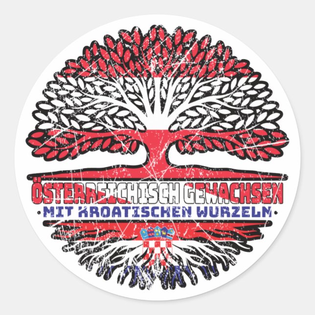 Kroatien Kroatisch Österreichisch Runder Aufkleber (Vorderseite)