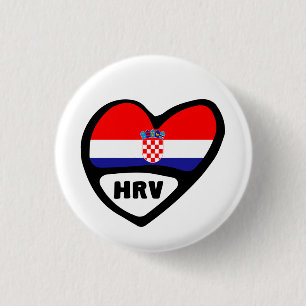 Kroatien Ländercode Flagge Herz Pin Abzeichen, HRV Button