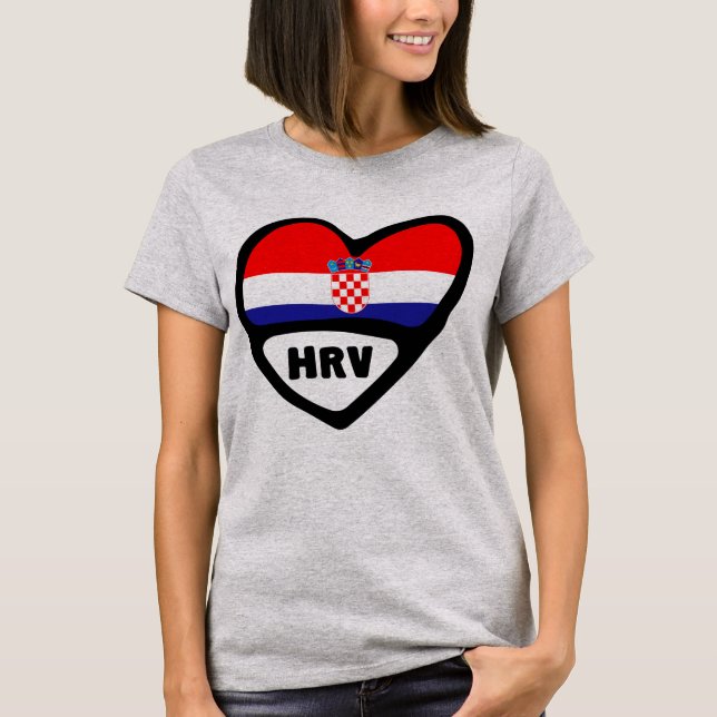 Kroatien Ländercode Flaggenstaat Herz Hrvatska T-Shirt (Vorderseite)