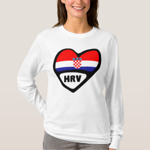 Kroatien Ländercode Flaggenstaat Herz Hrvatska T-Shirt