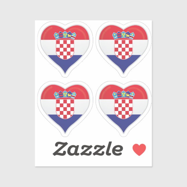 Kroatien Liebe Flaggenstempel Aufkleber (Blatt)