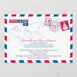 Kroatien Luftpost Hochzeitsempfang Einladung