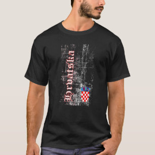 Kroatien Mit Wappen Im Retro-Stil Kroatien T-Shirt