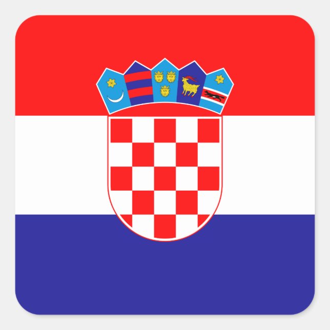 Kroatien - Nationale Flagge Kroatiens Quadratischer Aufkleber (Vorderseite)