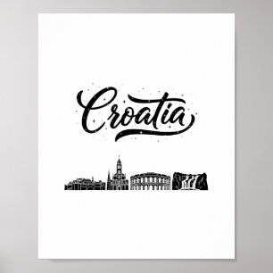 Kroatien Panorama Reise Urlaub Outfits Poster
