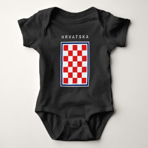 Kroatien Schachbrett Blau Rand Baby Strampler