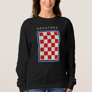 Kroatien Schachbrett Blau Rand Sweatshirt