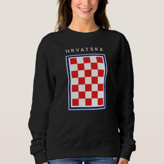 Kroatien Schachbrett Blau Rand Sweatshirt