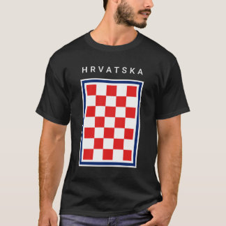 Kroatien Schachbrett Blau Rand T-Shirt