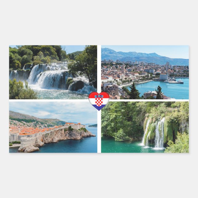 Kroatien Schöne Landschaftliche Sehenswürdigkeiten Rechteckiger Aufkleber (Vorderseite)