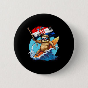 Kroatien Surfen Faultier Kroatische Flagge Surfen  Button