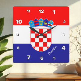 Kroatien Uhr, patriotische Zuhause, kroatische Fla Quadratische Wanduhr