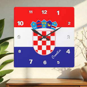 Kroatien-Uhr, patriotisches Zuhause, kroatische Fl Quadratische Wanduhr