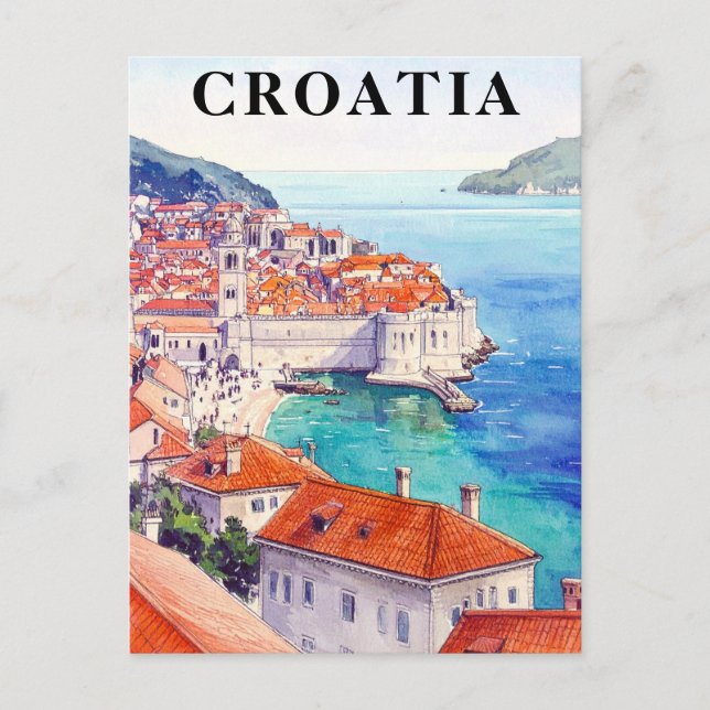Kroatien Vintage Adriaküste Postkarte (Vorderseite)