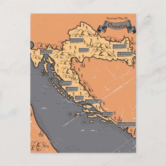 Kroatien Vintage alte Karte (Vorderseite)
