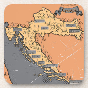Kroatien Vintage alte Karte Getränkeuntersetzer