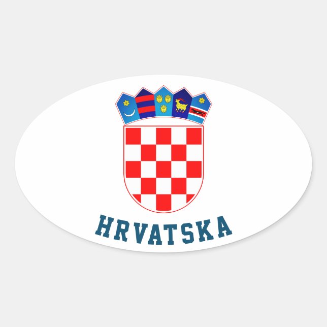 Kroatien Wappen Ovaler Aufkleber (Vorderseite)