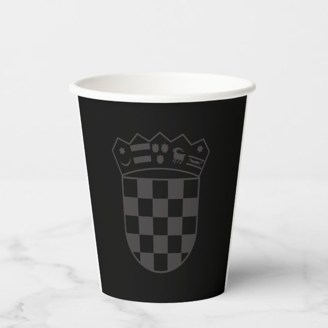 Kroatien, Wappen, Schwarz, Dunkel, Grb Hrvatske Pappbecher (Vorderseite)