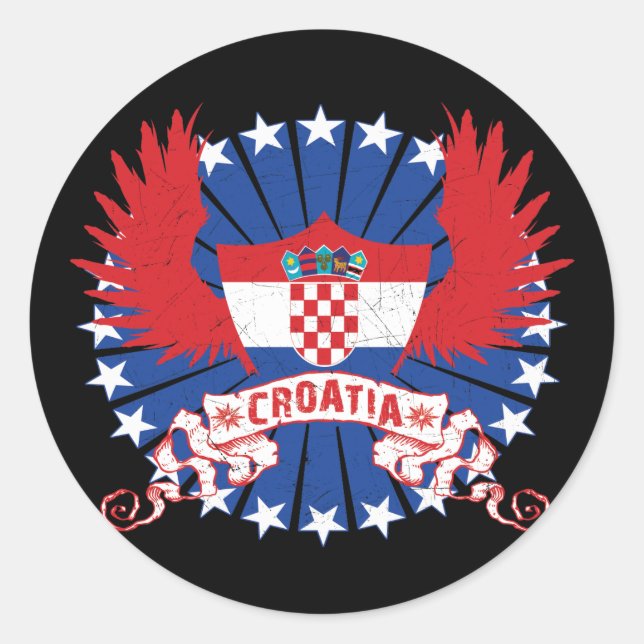 Kroatien Winged Runder Aufkleber (Vorderseite)