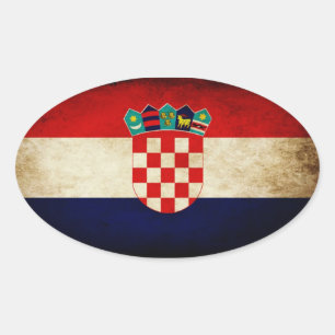 Kroatienflagge Ovaler Aufkleber