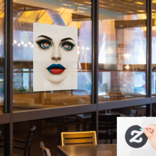 Kroatisch Beauty Eyes & Lips Pop Portrait Fensteraufkleber
