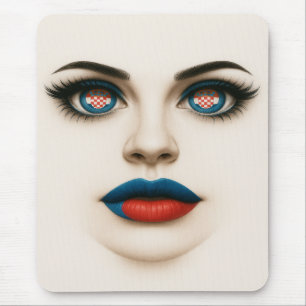 Kroatisch Beauty Eyes & Lips Pop Portrait Mousepad