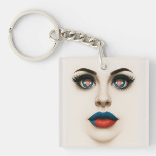 Kroatisch Beauty Eyes & Lips Pop Portrait Schlüsselanhänger