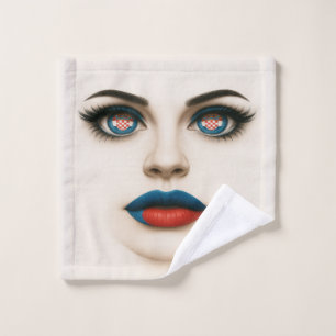 Kroatisch Beauty Eyes & Lips Pop Portrait Waschlappen