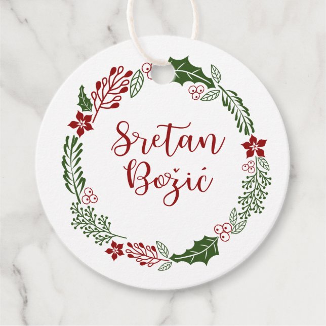 Kroatisch bosnisch frohe Weihnachten, Custom Geschenkanhänger (Vorderseite)