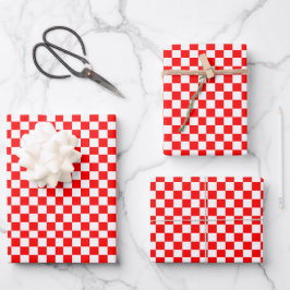Kroatisch - Rot-Weiß-Karo - Umschlagpapier Geschenkpapier Set