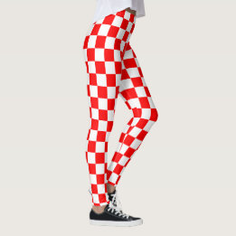 Kroatisch rotes und weißes kariertes Muster Leggings