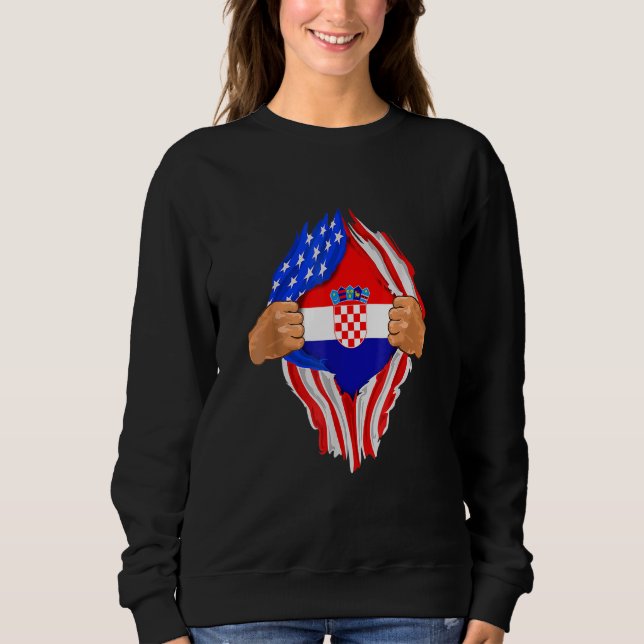 Kroatische Blut im Inneren Ich Kroatien Flagge Sweatshirt (Vorderseite)