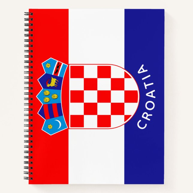 Kroatische Fahne mit benutzerdefiniertem Text Notizbuch (Vorderseite)
