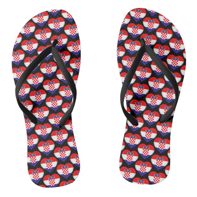 Kroatische Flag Farben Herz Muster pattern Patriot Flip Flops (Fußbett)