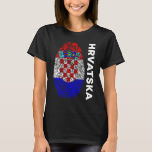 Kroatische Flagge als kroatisches Fingerabdruckmot T-Shirt