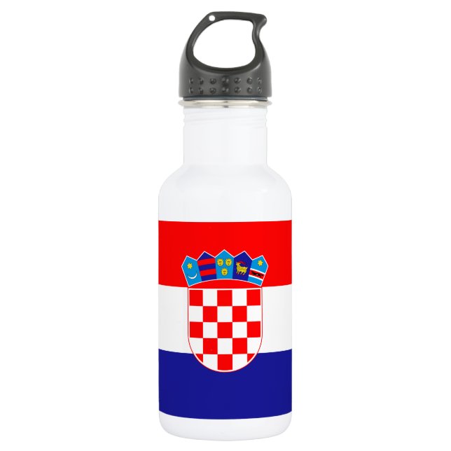 Kroatische Flagge Edelstahlflasche (Vorderseite)
