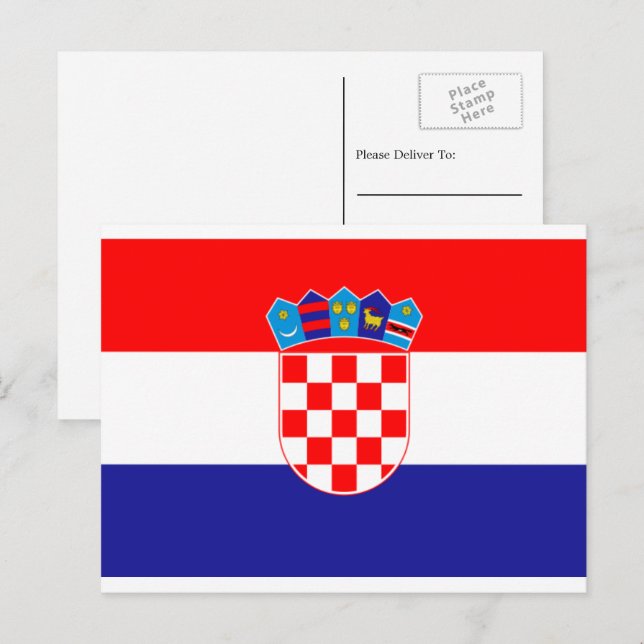 Kroatische Flagge, Flagge Kroatiens Postkarte (Vorne/Hinten)