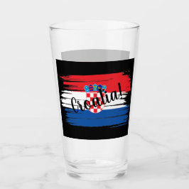 Kroatische Flagge für künstlerische Pinselstriche Glas