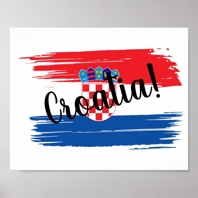 Kroatische Flagge für künstlerische Pinselstriche Poster (Vorne)