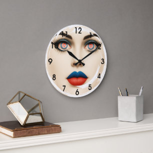Kroatische Flagge Gesicht – Augen & Lippen Pop-Art Große Wanduhr
